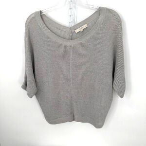 Ann Taylor LOFT Petites LP Sparkle Knit Sweater Top Linen Blend Gray Metallic